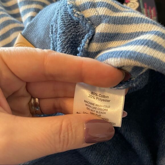 NWT Jadelynn Brooke Pom Pom Hoodie Pullover Poolside Blue Striped Small - Picture 4 of 4